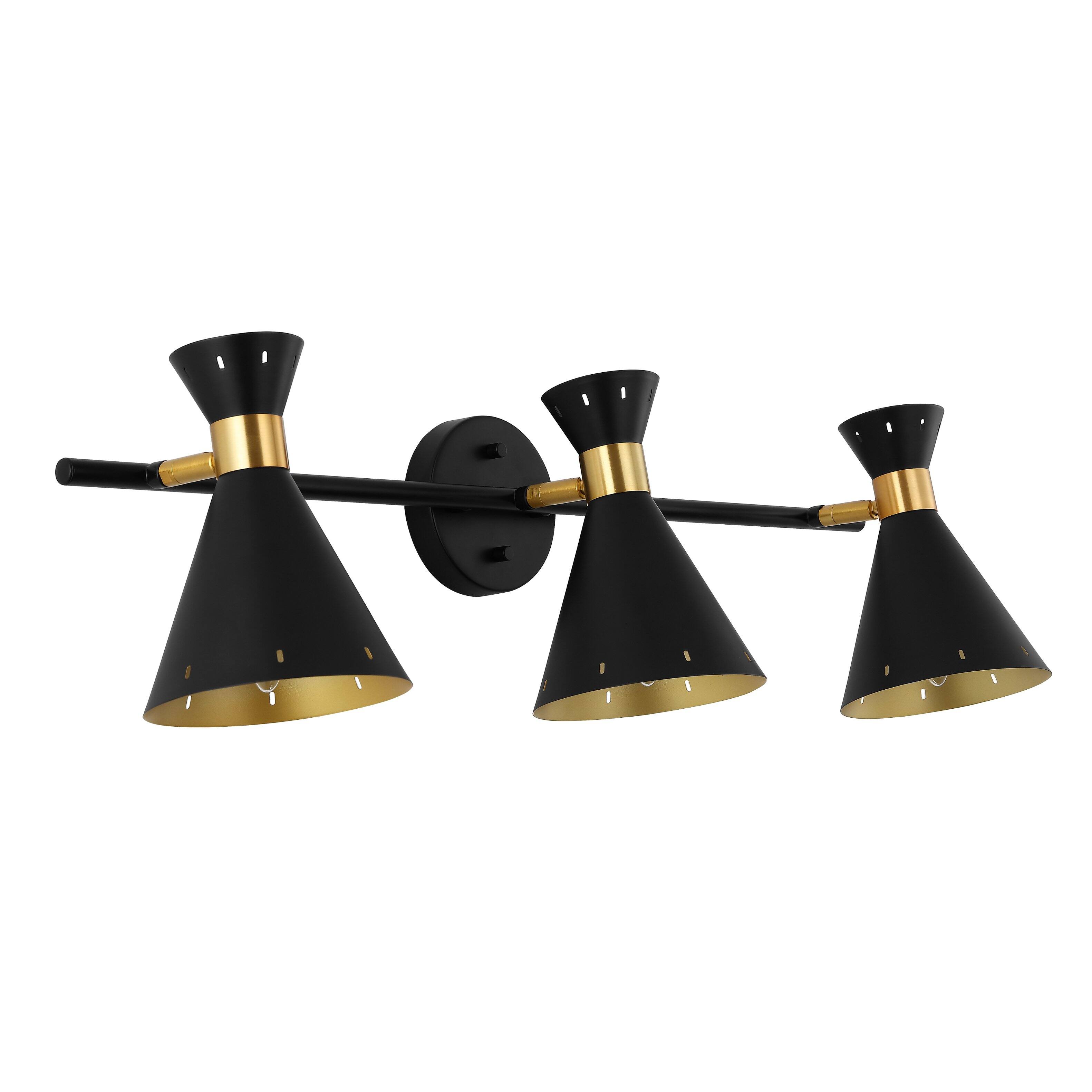 Alt View 7. Jonathan Y - Elroy 30.5" 3-Light Iron Retro Contemporary LED Track Light , Black/Gold - Black.