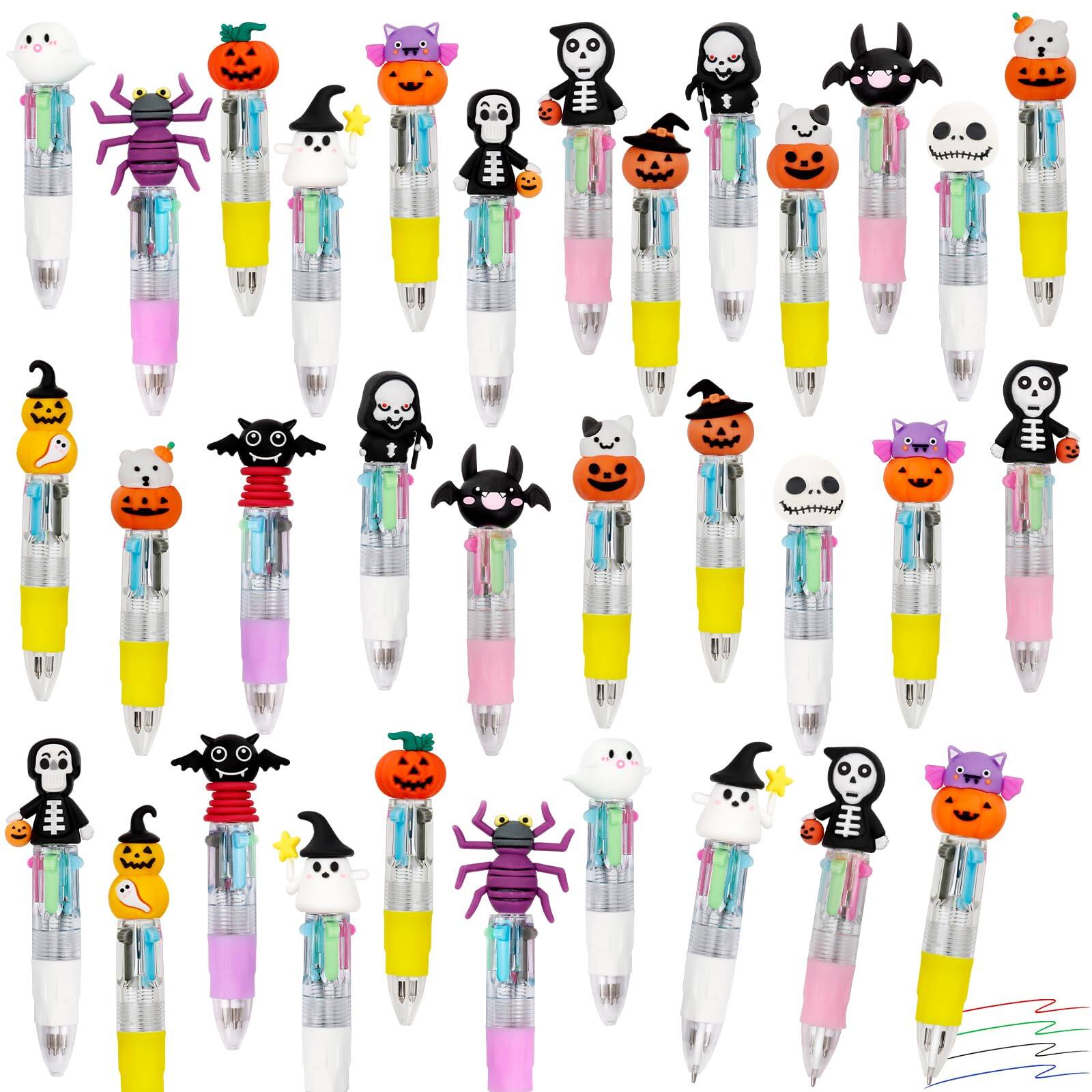 Paradigms Interiors - Cute Multicolor Pens In One 4 in 1 Fun Bulk With Gift Cards For Party Welcome To School Student Office Exchange Gifts