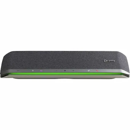 Front. HP - Poly Sync 60 Speakerphone - Wired/Wireless Bluetooth - Microsoft Teams - 6 x Bi-directional Microphone(s) - 50 mm - Silver.