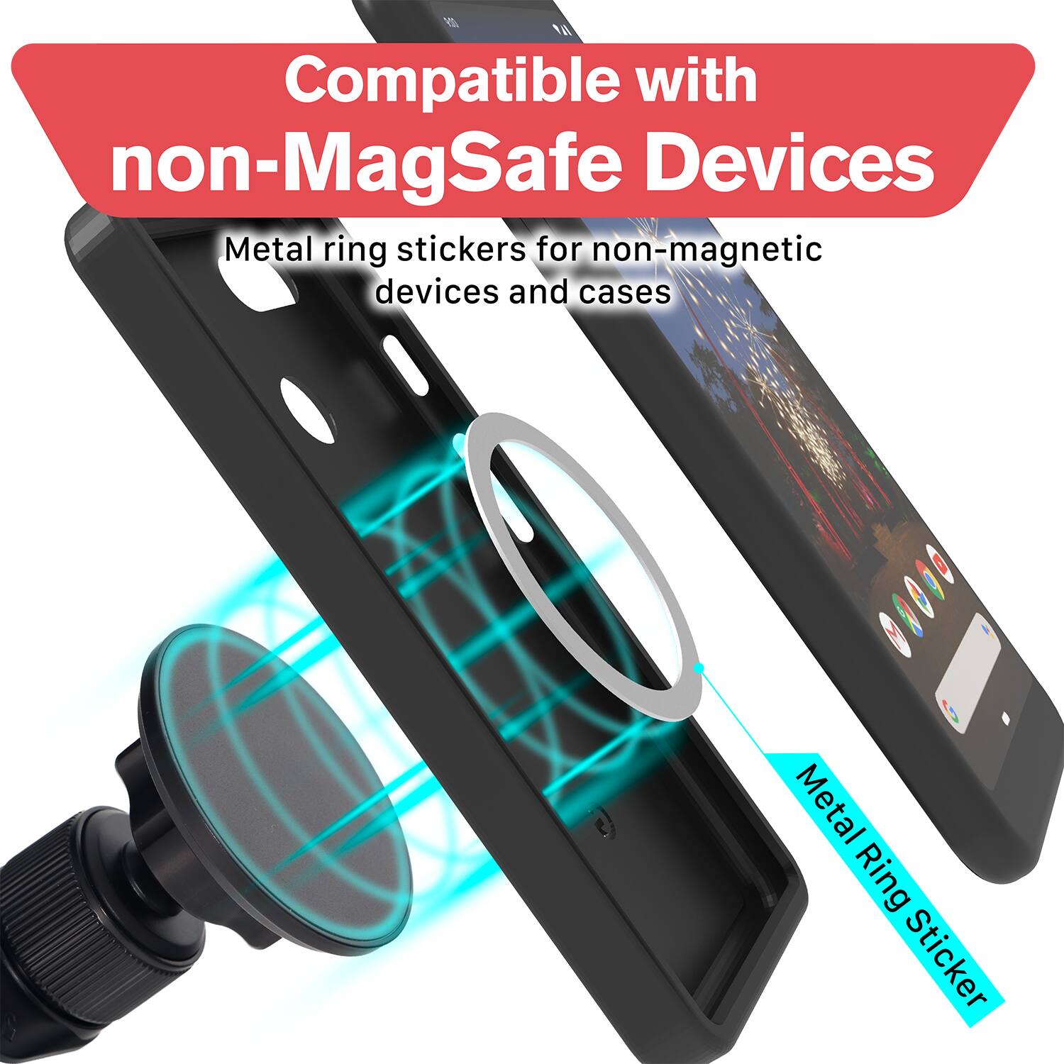 Compatible with non-MagSafe Devices

Metal ring stickers for non-magnetic devices and cases

Metal Ring Sticker