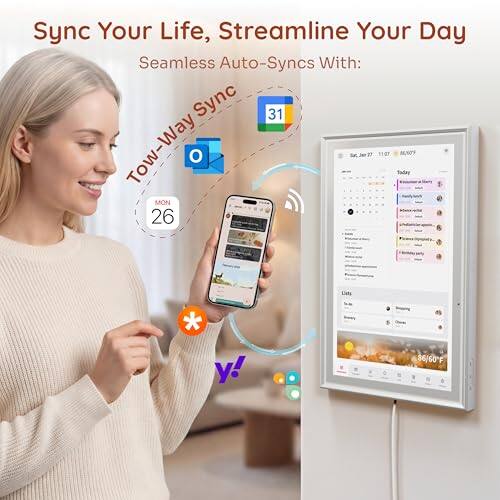 Sync Your Life, Streamline Your Day  
Seamless Auto-Syncs With:  
31 Tow-Way Sync  
26  
Today MON 26  
Lists  
86/60F