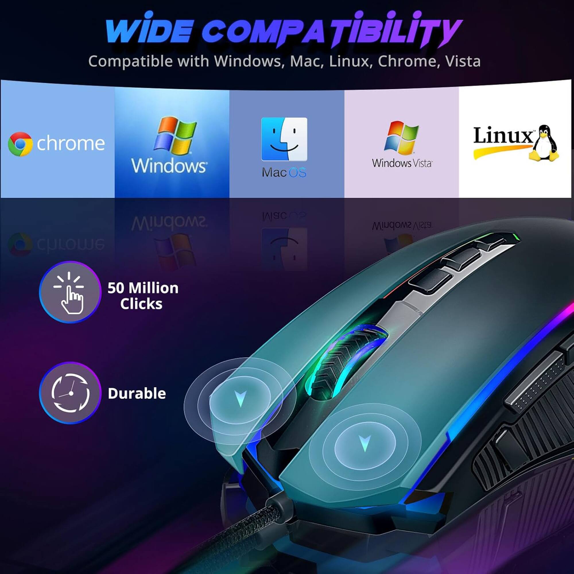 Wide Compatibility: Compatible with Windows, Mac, Linux, Chrome, Vista, and Windows Chrome.
