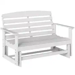 Outsunny - Glider Bench w/ HDPE Slatted Double Rocking Chair - White