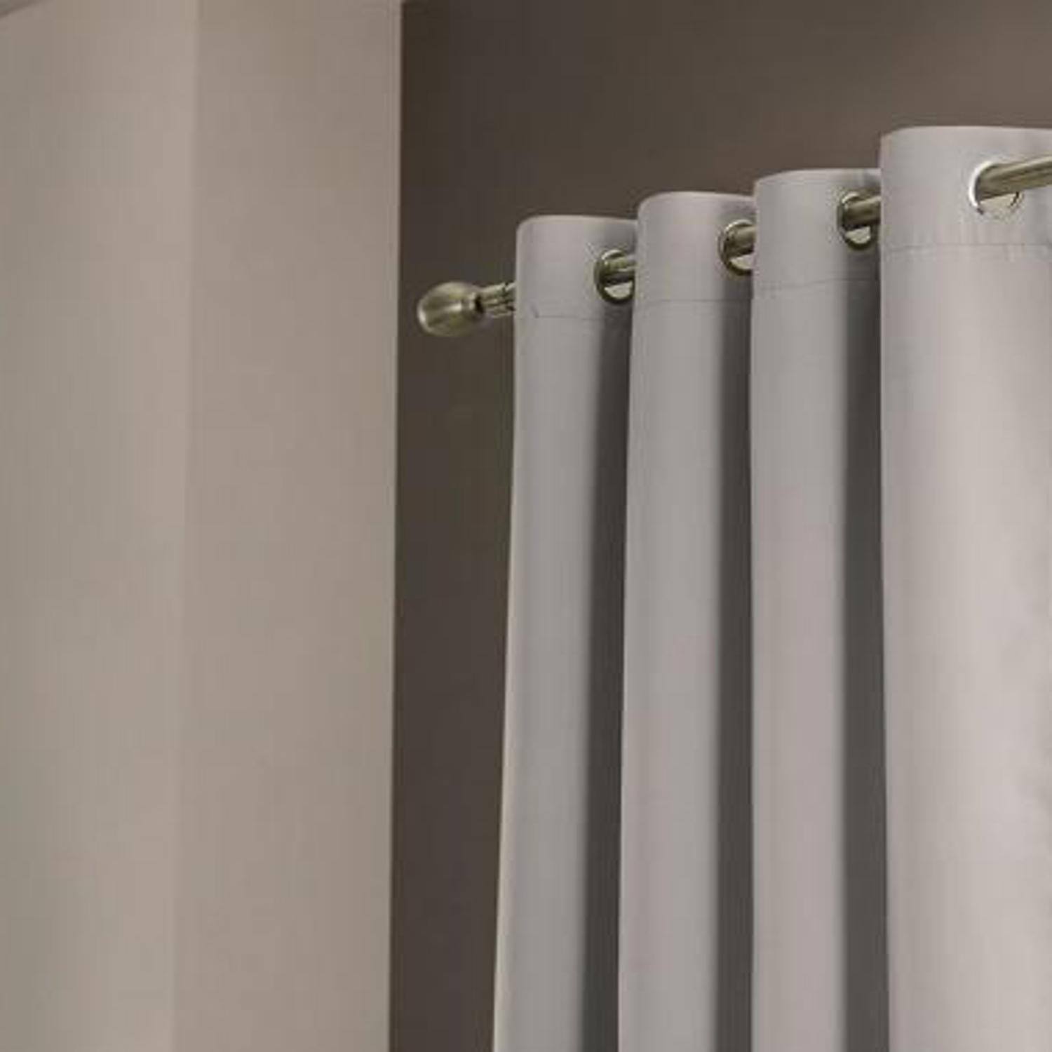 Angle. RT Designers Collection - Olivia Gray Anchorage Blackout Grommet Single Curtan Panel - 54x90" Silver - Silver.