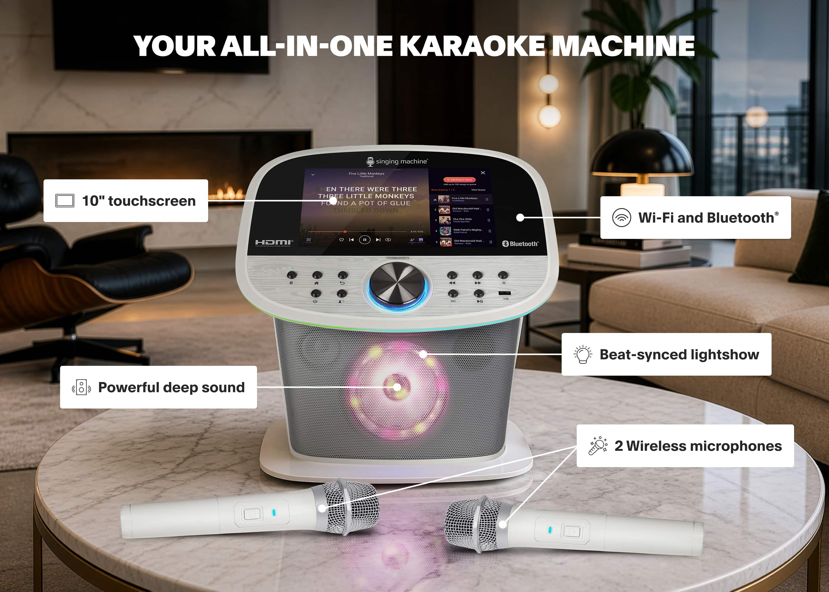 Singing Machine Platinum Plus Wi Fi Karaoke Machine, Music