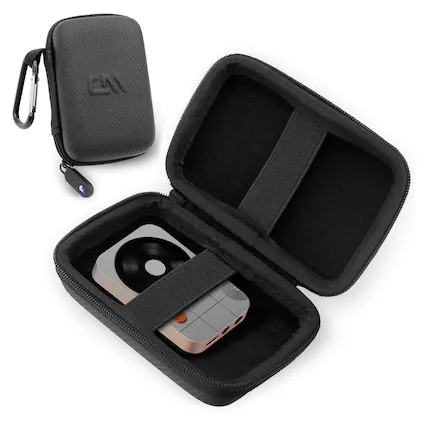 Front. CASEMATIX - Portable DAC Carrying Case for Fosi Audio MD3 Portable DAC Headphone Amplifier - Compact Hard Shell EVA Travel Case.