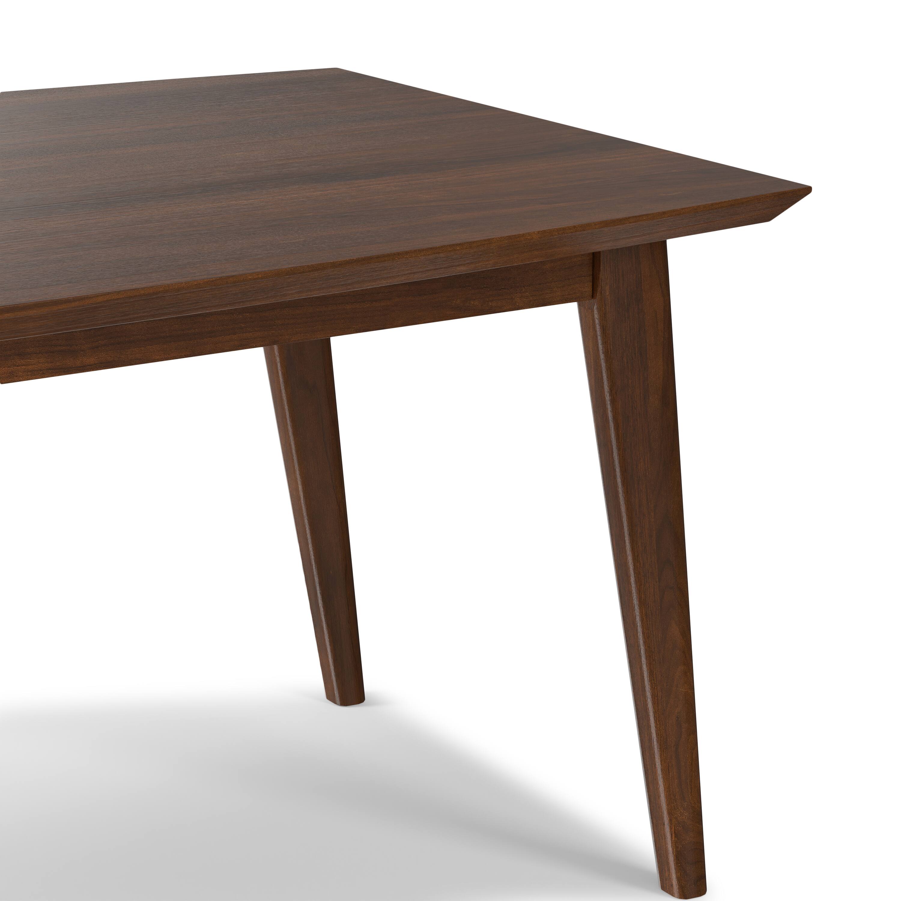 Alt View 4. Simpli Home - Draper SOLID WOOD and Rubberwood 66 inch x 40 inch Rectangle Mid Century Modern Dining Table in WALNUT WOOD - Walnut Veneer.