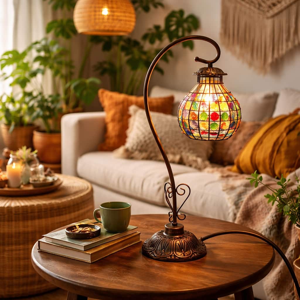 FC Design - 21"H Bronze Ornate Vase w/ Stained Glass Teardrop Shade Table Lamp