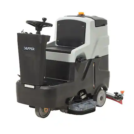 Front. Dapper Supply - Battery Powered Ride On Floor Scrubber Machine 30 Br 39 Sqe 24 25 Gal 5h Use 8h Chg 180RPM 52000SqFt BattIncl - Black.