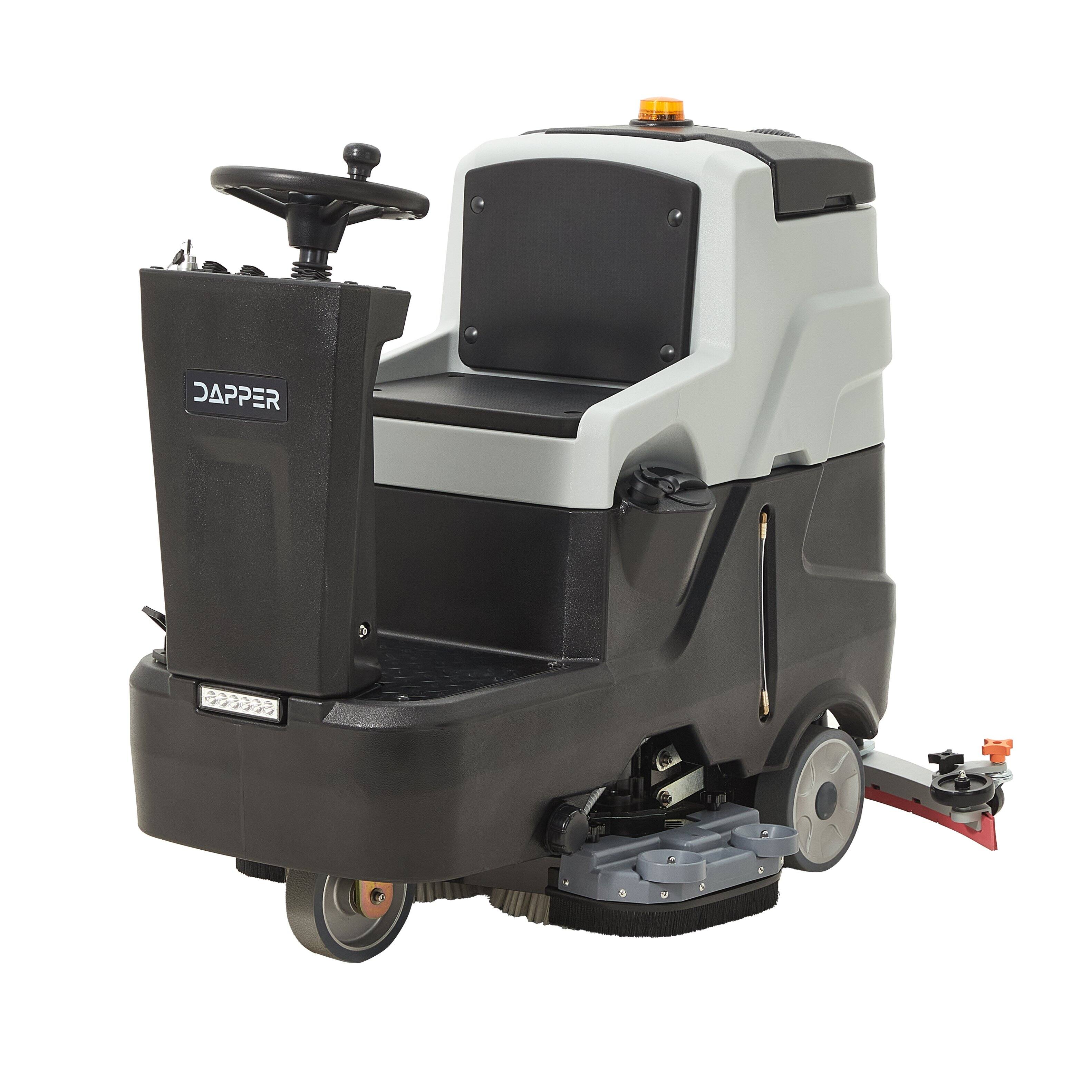 Front. Dapper Supply - Battery Powered Ride On Floor Scrubber Machine 30 Br 39 Sqe 24 25 Gal 5h Use 8h Chg 180RPM 52000SqFt BattIncl - Black.