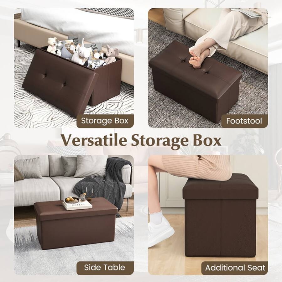 Box Footstool Kadyn Upholstered Rectangle Footstool with PVC Leather Surface and ...