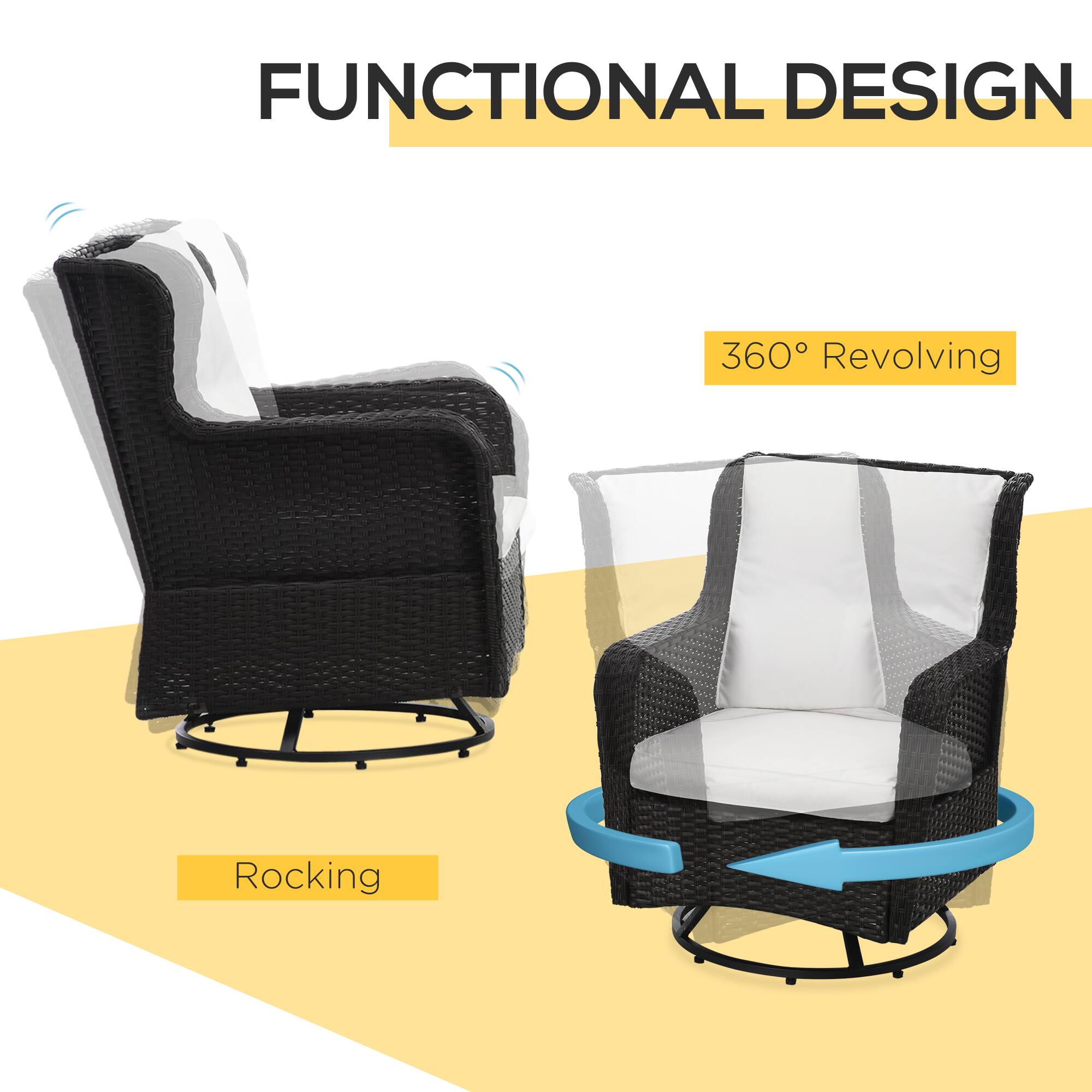 FUNCTIONAL DESIGN
360° Revolving
Rocking