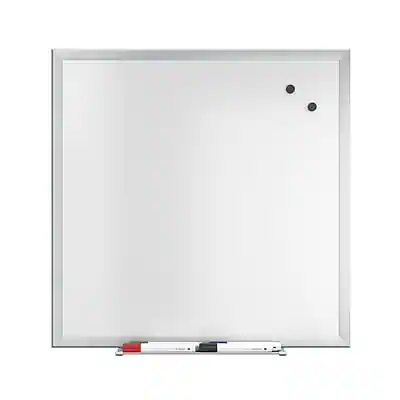 Front. TRU RED - Magnetic Steel Dry Erase Board, 2' x 2' - Satin Frame.