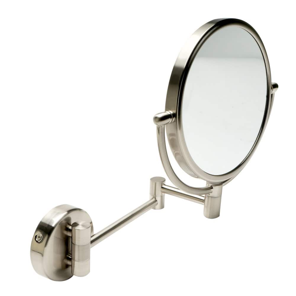 Alfi - 8" Round Wall Mounted 5x Magnify Cosmetic Mirror - Silver