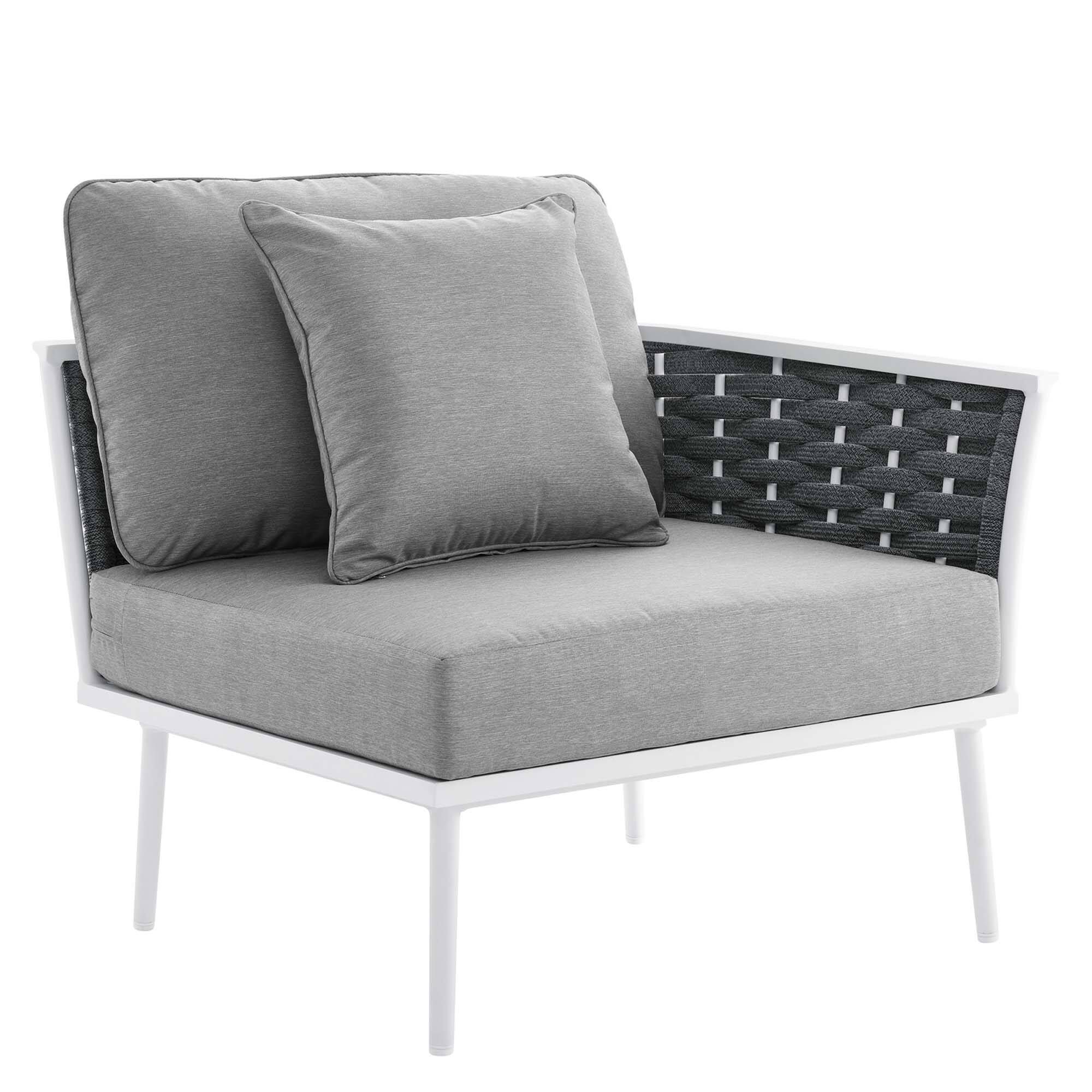 Alt View 4. Modway - Stance 9-Piece Aluminum Outdoor Sectional Sofa Set - White Gray.
