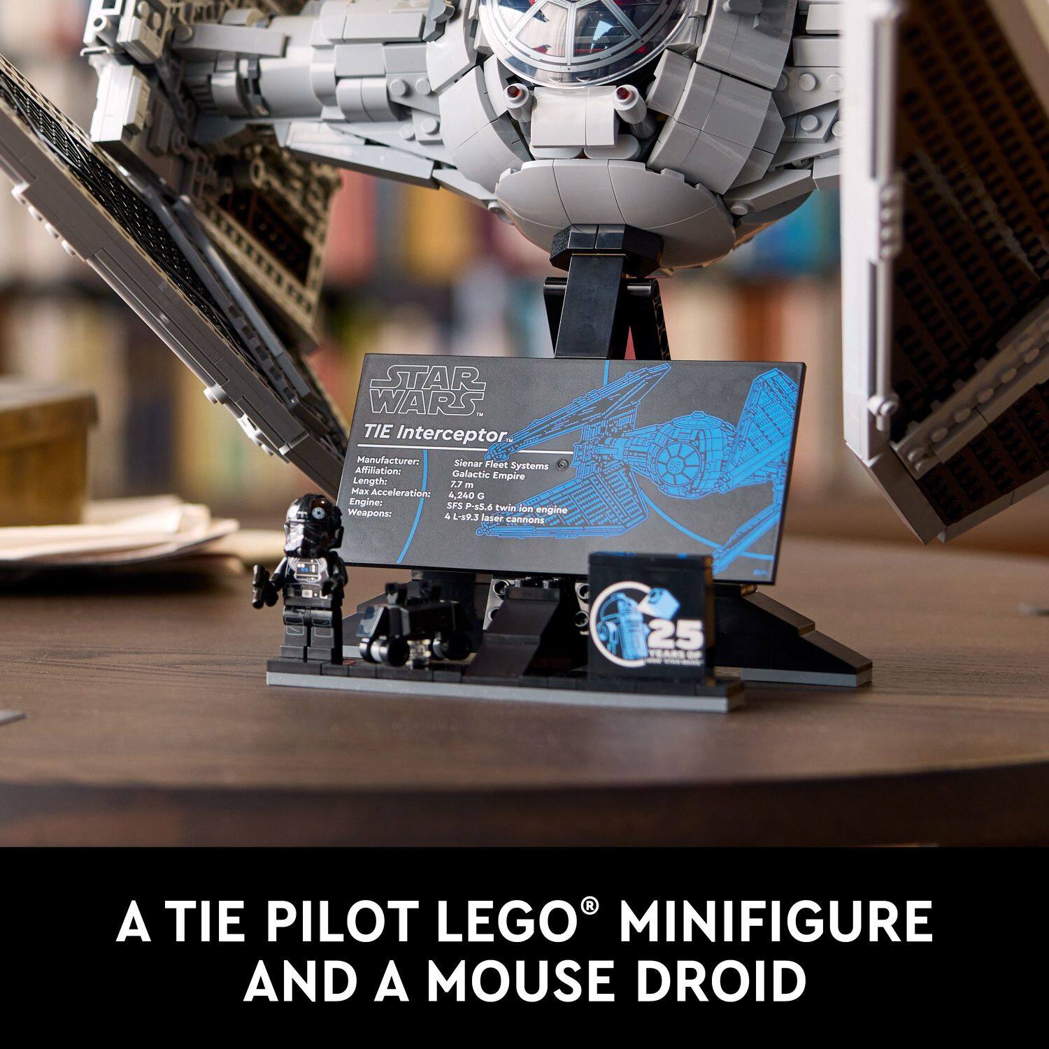 A TIE Pilot Lego MiniFigure and a Mouse Droid.