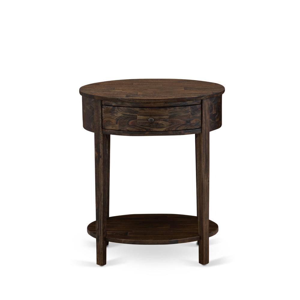 Back. East West Furniture - HI-07-ET Small End Table with 1 Wood Drawer, Stable and Sturdy Constructed - Distressed Jacobean Finish - Distressed Jacobean.