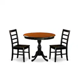 East West Furniture - 3-Piece Mid Century Modern Dining Set Include a Wooden Table and 2 Modern Dining Chairs with Ladder - Multi-Color