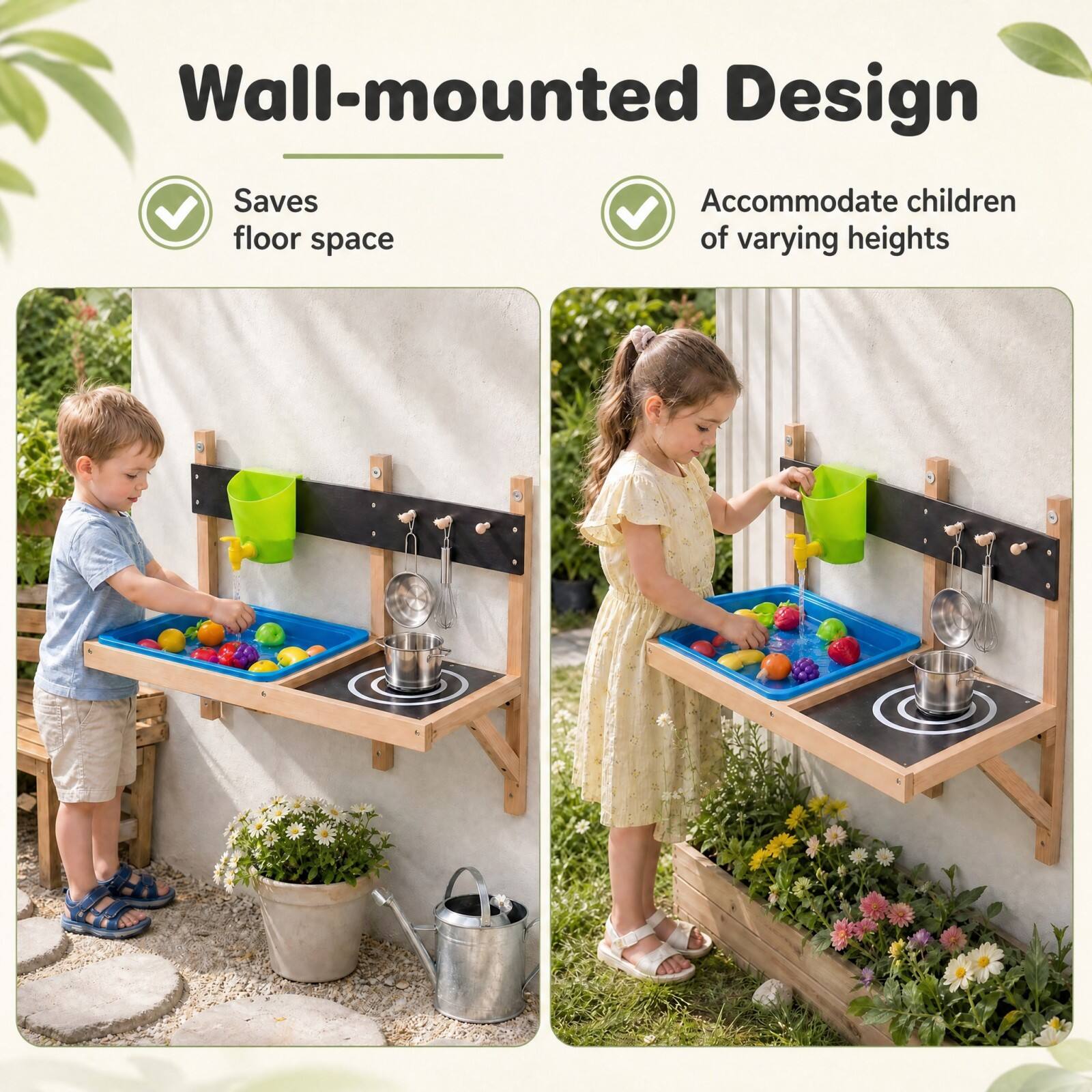 Wall-mounted Design  
- Saves floor space  
- Accommodate children of varying heights