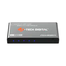 J-Tech Digital - 8K 60Hz 2x1 HDMI Switch with IR Remote - Silver