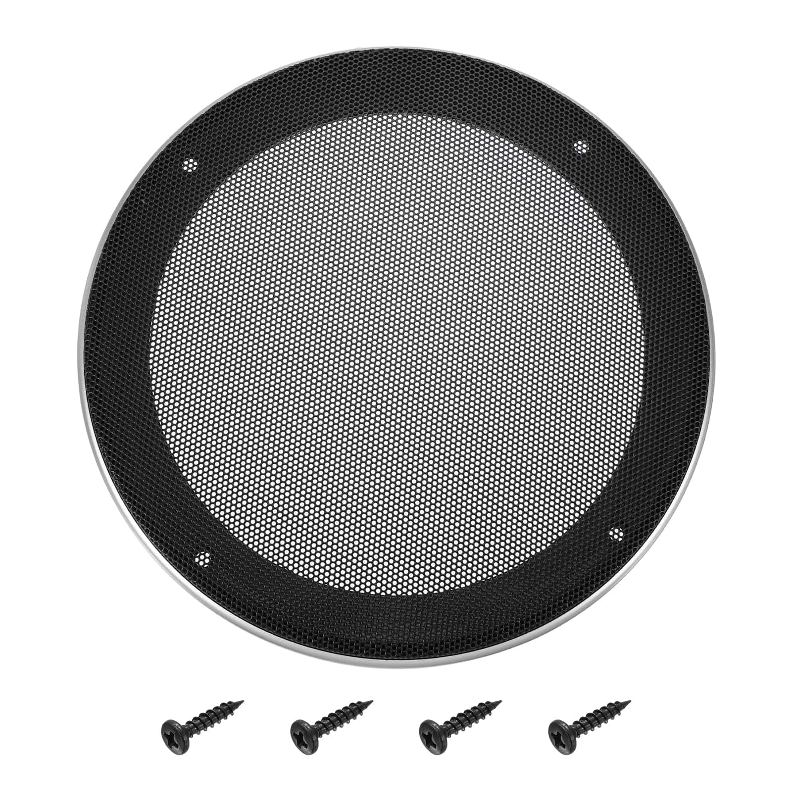 Unique Bargains - Speaker Grill Mesh Cover, Metal Subwoofer Grill Guard Protector ABS Frame for Car Audio, 4 Screws Included - Black Silver