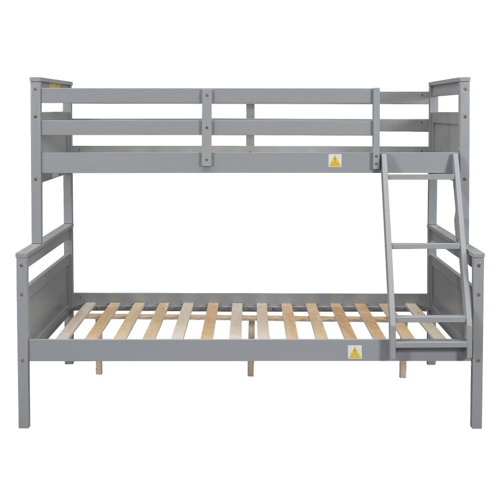 Alt View 9. Loheer - Loheer Twin Over Full Bunk Bed with Ladder and Guardrail Gray - Gray.