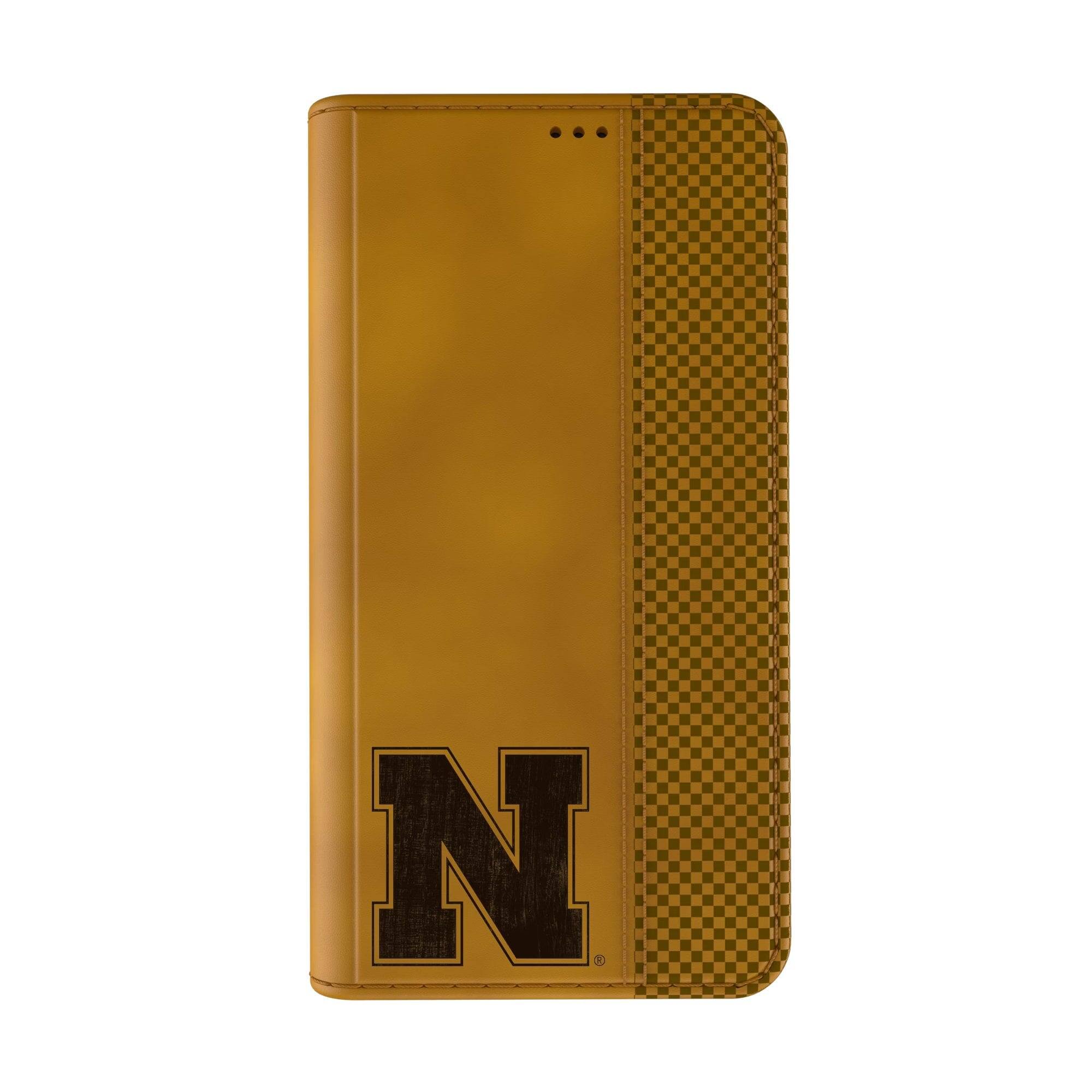 Alt View 1. Keyscaper - Nebraska Huskers Burn Folio iPhone Case - 16 Pro Max - Brown.