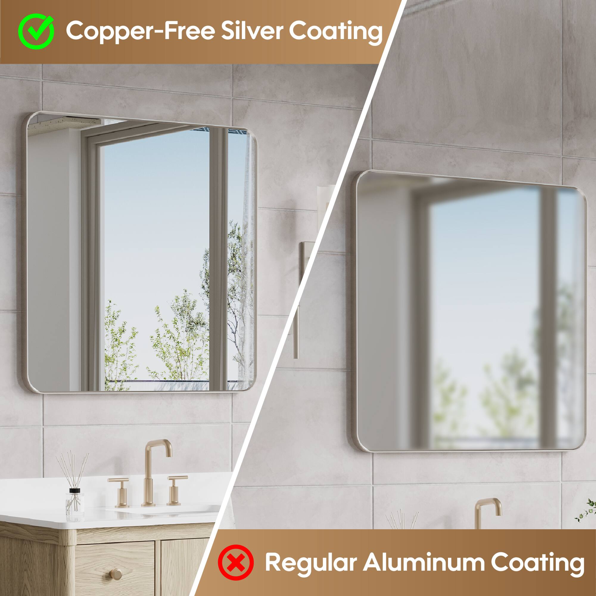 Copper-Free Silver Coating  
Regular Aluminum Coating
