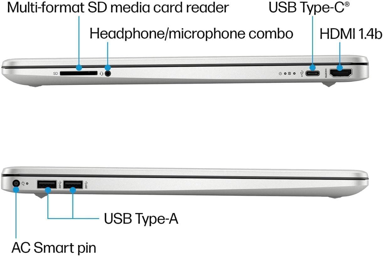 Multi-format SD media card reader  
Headphone/microphone combo  
USB Type-C®  
HDMI 1.4b  
USB Type-A  
AC Smart pin