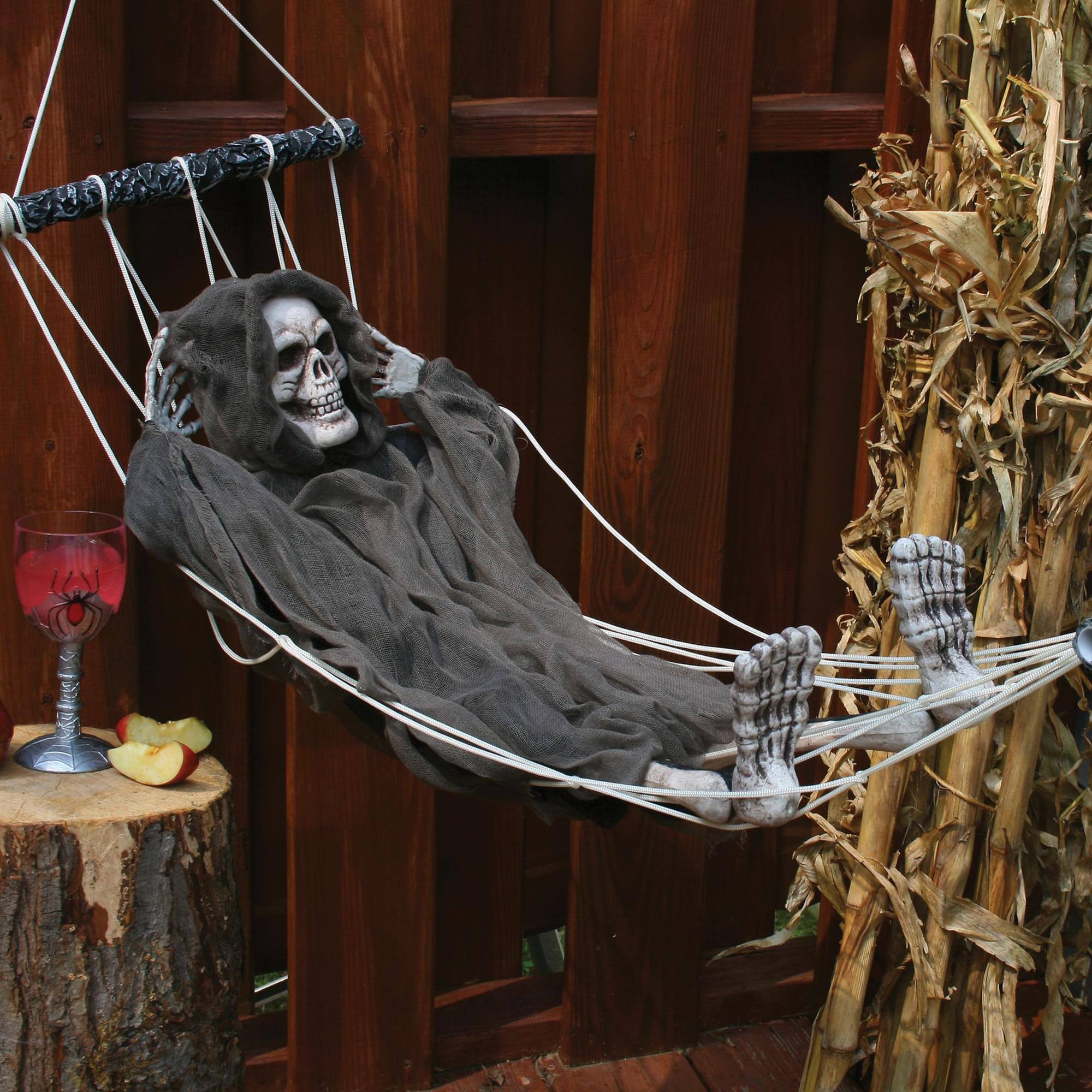 Alt View 1. Funworld - Lazy Bones Reaper Hammock 64 Inch Yard Décor - Brown.