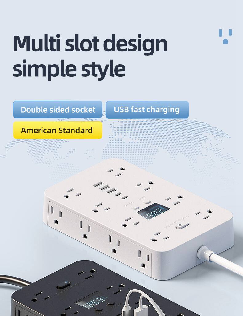 Multi slot design simple style

- Double sided socket
- USB fast charging
- American Standard