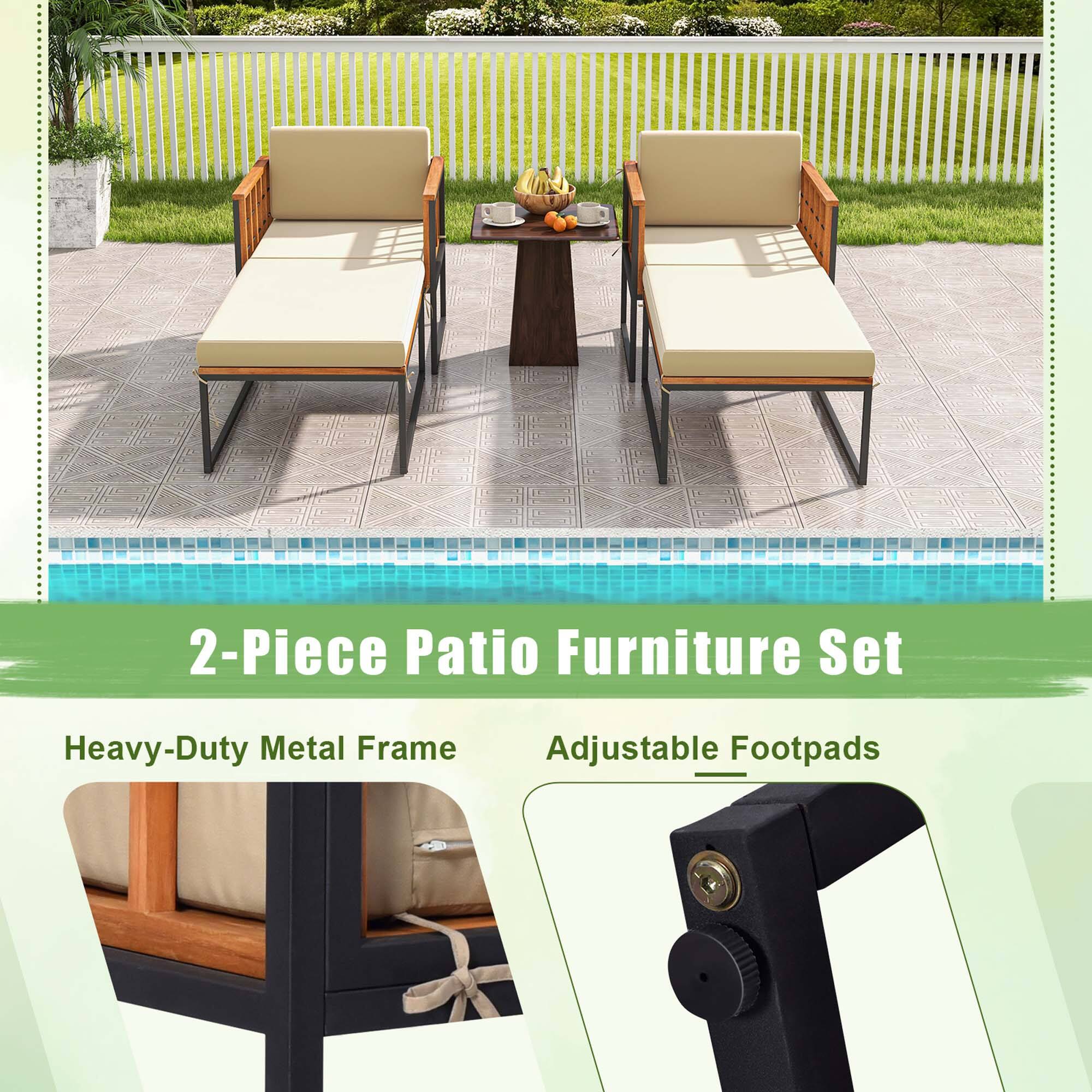 2-Piece Patio Furniture Set: Heavy-Duty Metal Frame & Adjustable Footpads
