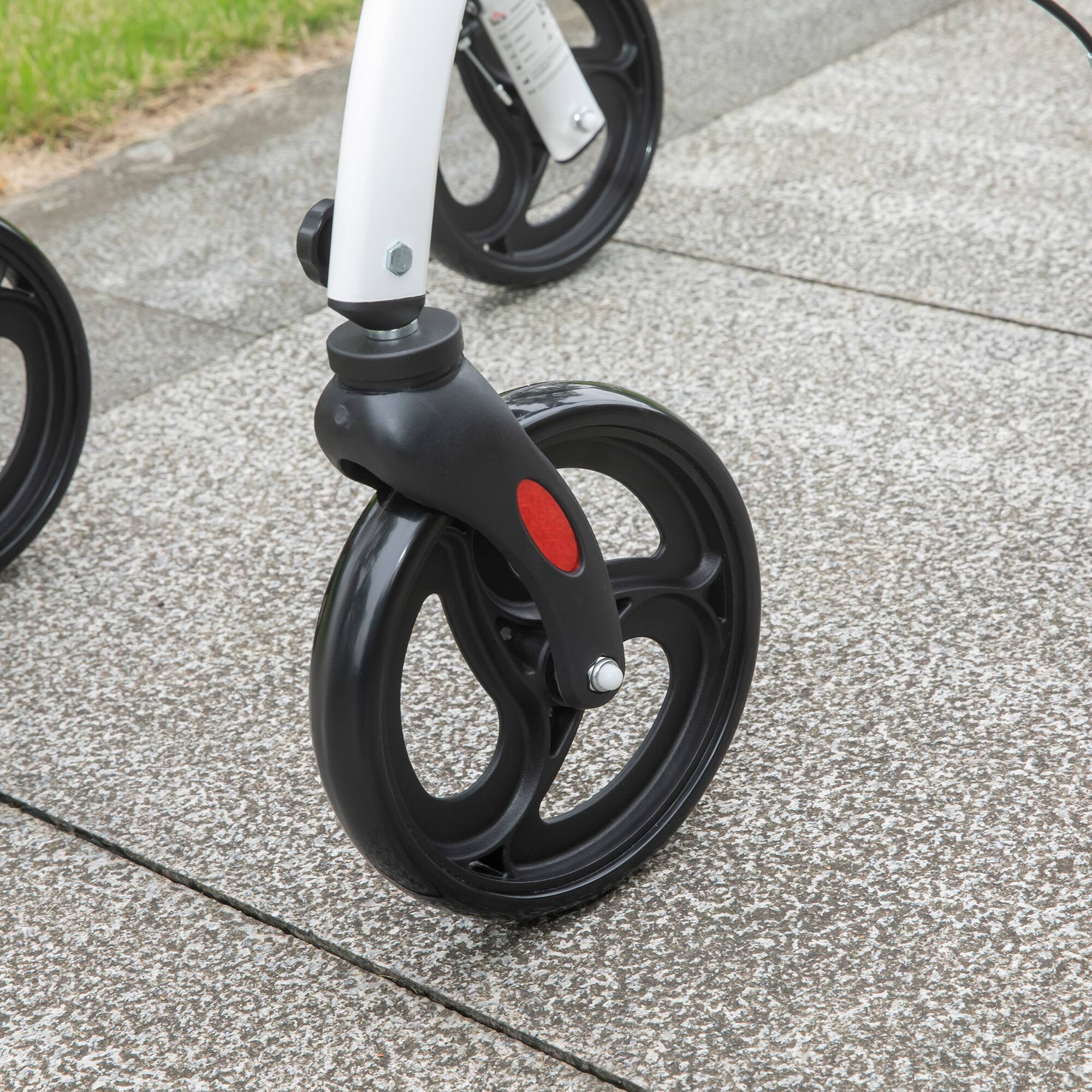 Alt View 7. Homcom - Upright Walker for Seniors for Tall Men, Rollator Walker Stand Up Walking Aid with Storage Bag, Tray, Dual Brakes - White.