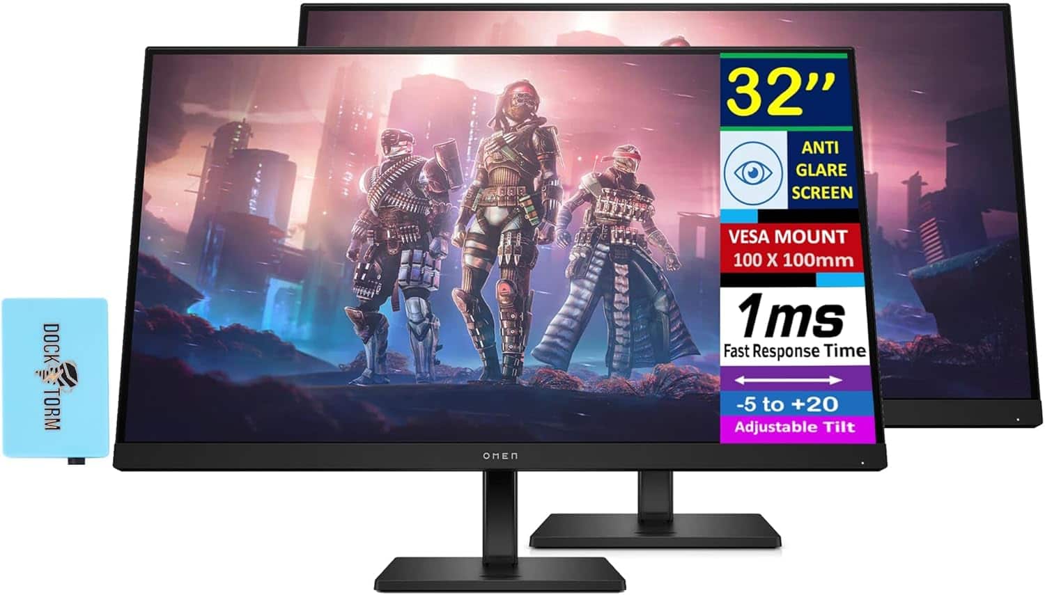 HP - OMEN 32" QHD IPS Monitor with 1ms Response Time, Anti-Glare, Flicker Free, VESA Mount, HDMI & DKZ Hub, 2 Pack - Black