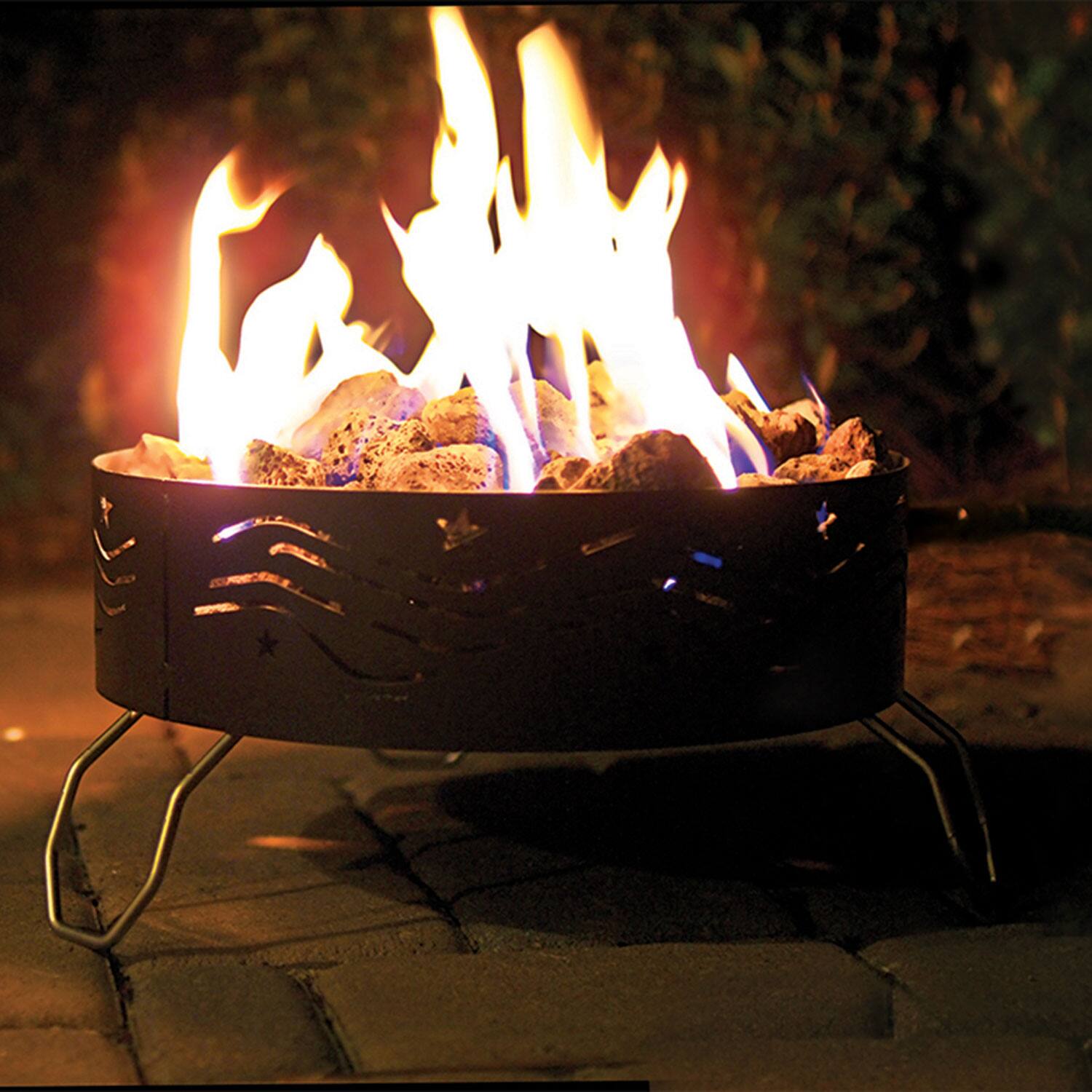 Alt View 4. Camco - Camco Portable Campfire Outdoor Propane Heater Fire Pit with Lava Rocks, Black - Black.