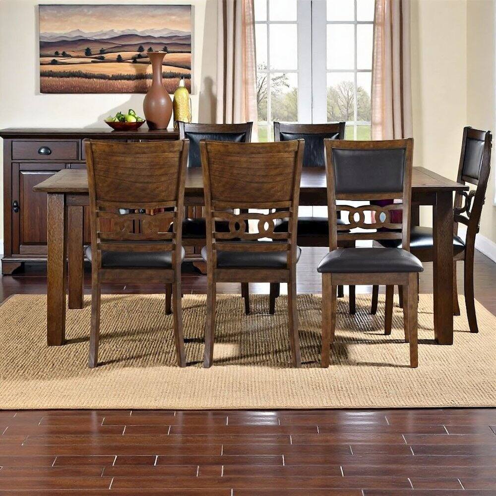 Angle. FurniFact - Brown Dining Room Chairs Set of 6 – Solid Wood Dining Table Seating - Brown.