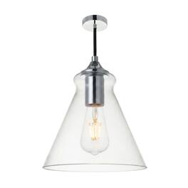 Living District - Destry 1 Light Chrome Pendant With Clear Glass - Chrome And Clear