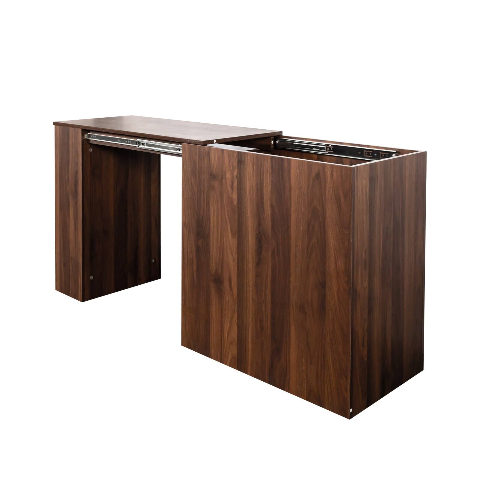 Alt View 8. Glintex - Computer Desk with Drawers, Modern Corner Home Office storage with extendable table, Study Writing Desk Workstation - Walnut.