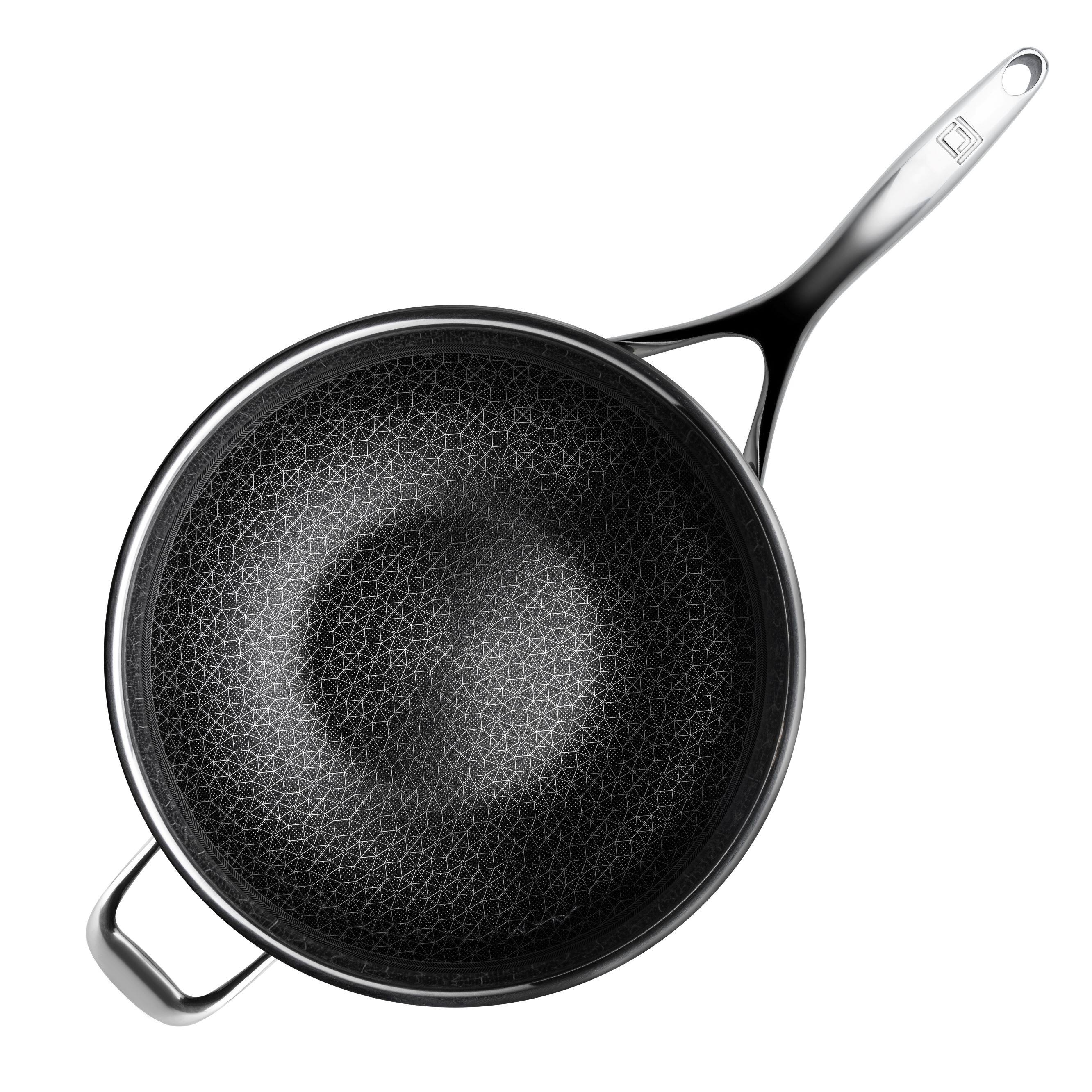 Alt View 3. Livwell Brands - DiamondClad™ 12" Hybrid Nonstick Stainless Steel Wok Pan, Dishwasher Safe, PFOA-free – Silver/Black - Black/Silver.