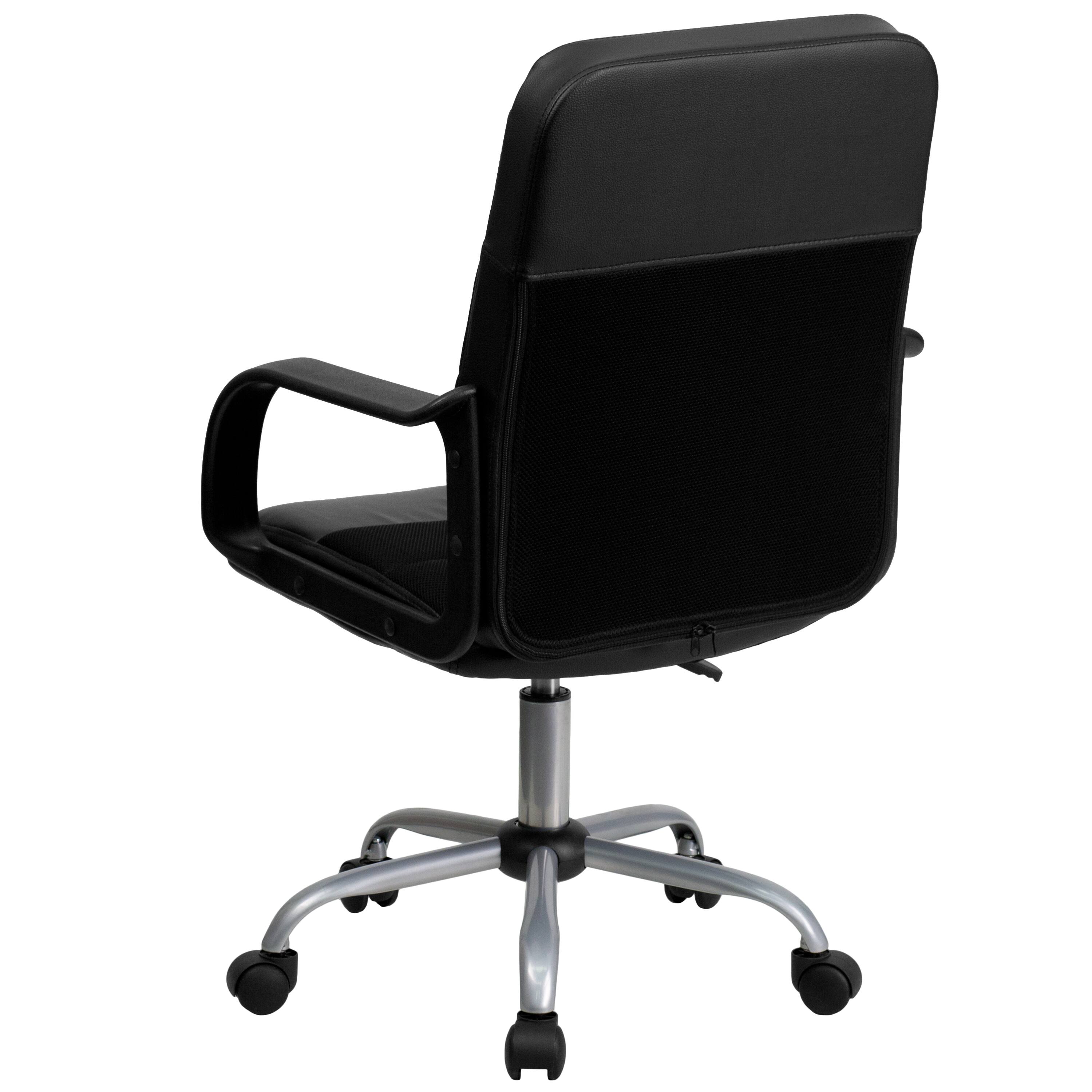 Alt View 5. Emma + Oliver - Mid-Back Leather and Mesh Swivel Task Office Chair with Arms - Black.