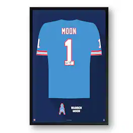 Sporticulture - Warren Moon Houston Oilers Framed 27" x 39" Retired Jersey Art Print - Multicolor
