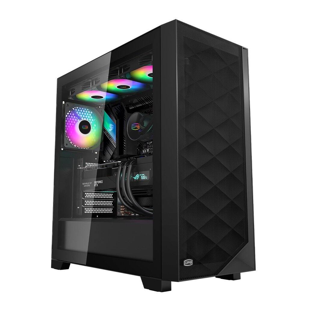 PCCOOLER - C3-D510BKP3-GL C3D510 ARGB BK with 3 ARGB Fans Desktop Computer Case Gaming PC Case for E-ATX / ATX / M-ATX / ITX - Black