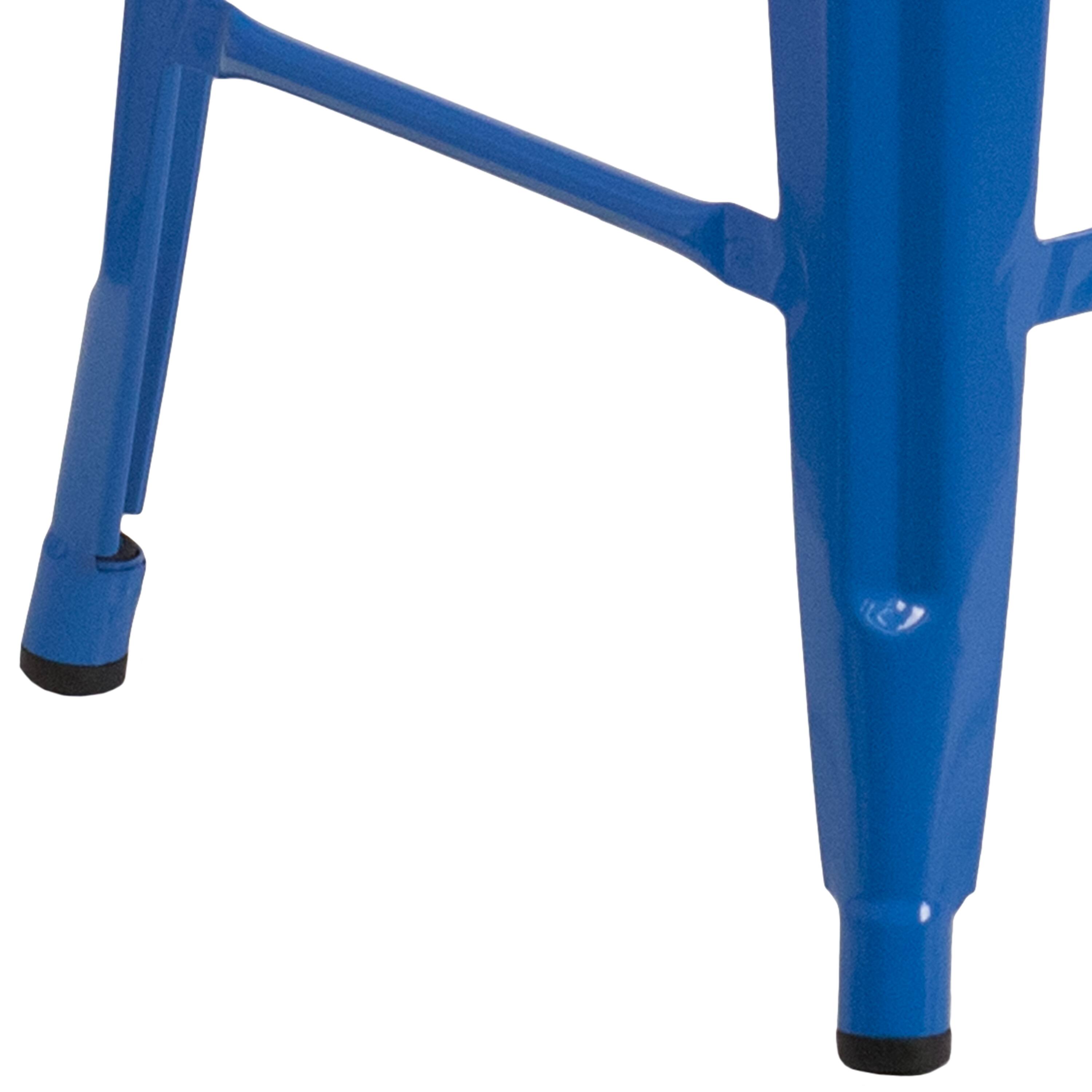 Alt View 5. Emma + Oliver - Commercial Grade 24"H Backless Metal Indoor-Outdoor Counter Stool w/ Square Seat - Blue.