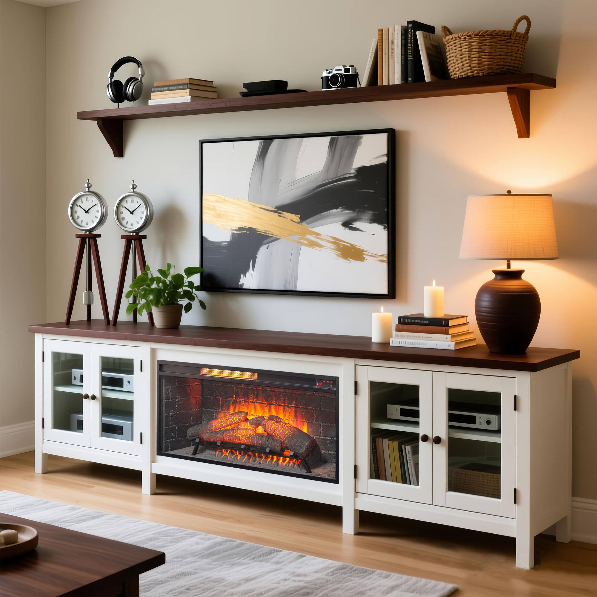 Alt View 2. Mondawe - 36" Infrared Electric Fireplace Insert w/ Removable Trim, Touch Panel, CSA/UL Certified, 5018 BTU - Black.
