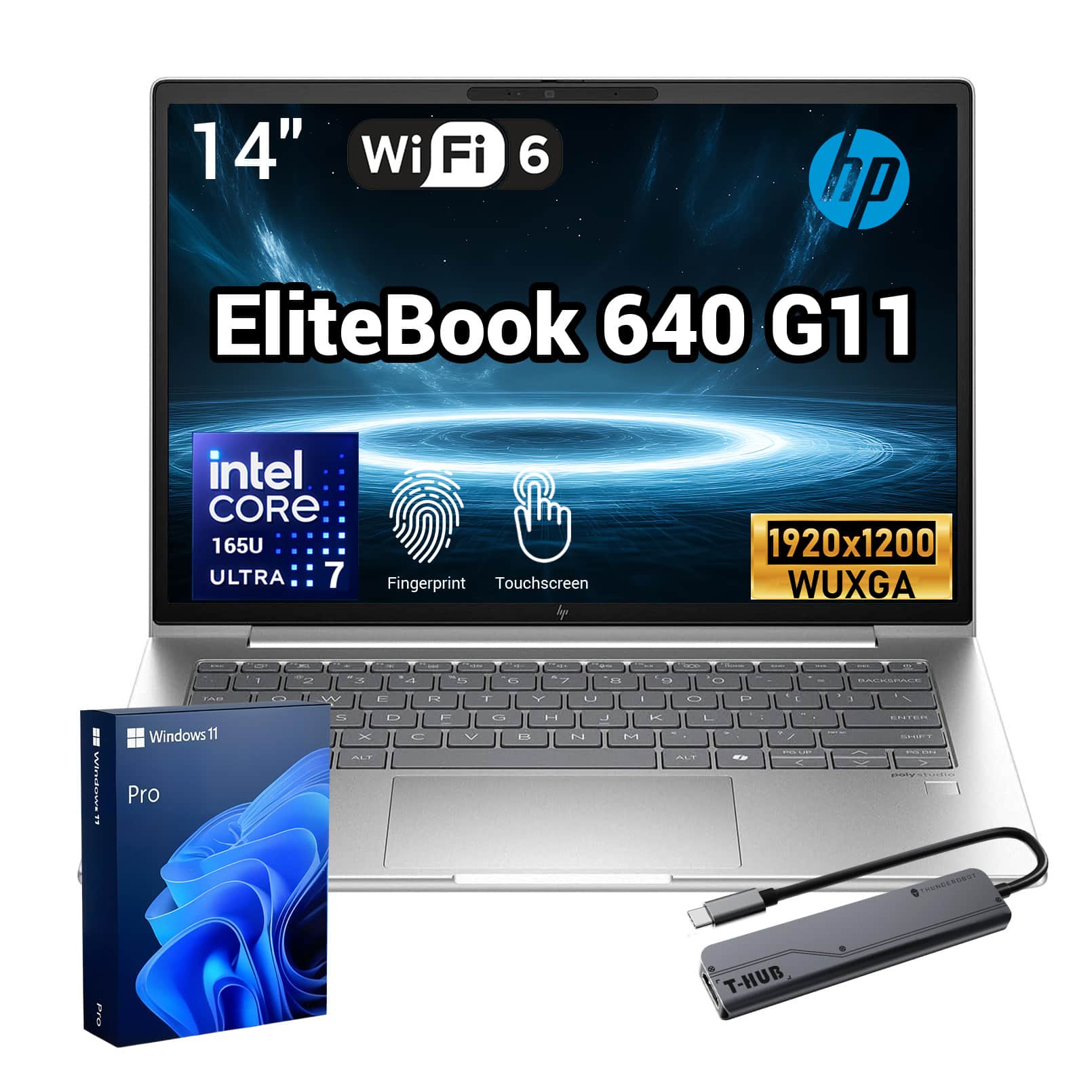 "HP - Upgraded - EliteBook 640 14"" FHD+ Touch Laptop - Intel Core Ultra 7 165U - 64GB RAM 1TB SSD - FP Reader - 7 in-1 USB-C Hub - Silver" price history on PriceWatchPro