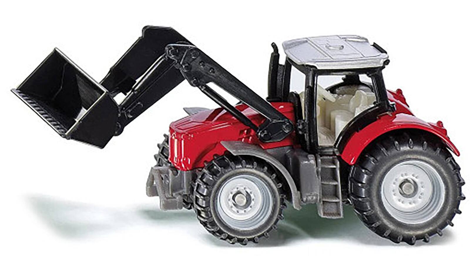 Angle. SIKU - Massey Ferguson Tractor with Front Loader Red with Silver Top Diecast Model by Siku - Red with Silver.