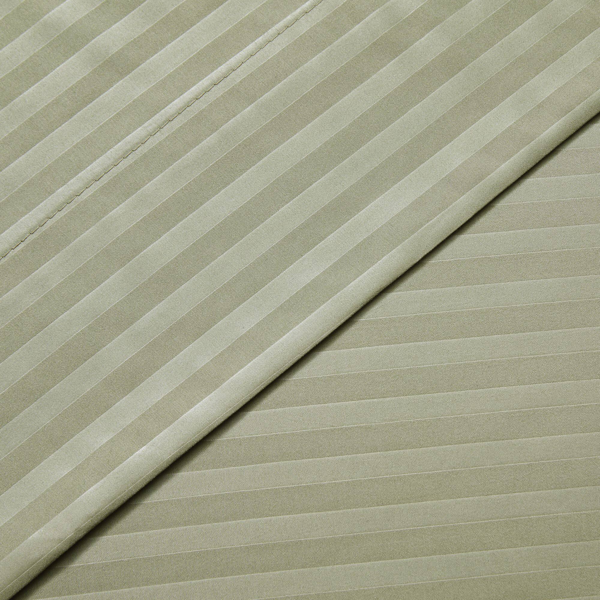 Left. Sweet Home Collection - 6 Piece Embossed Dobby Stripe Sheet Set, Double Brushed Microfiber, Queen - Sage.