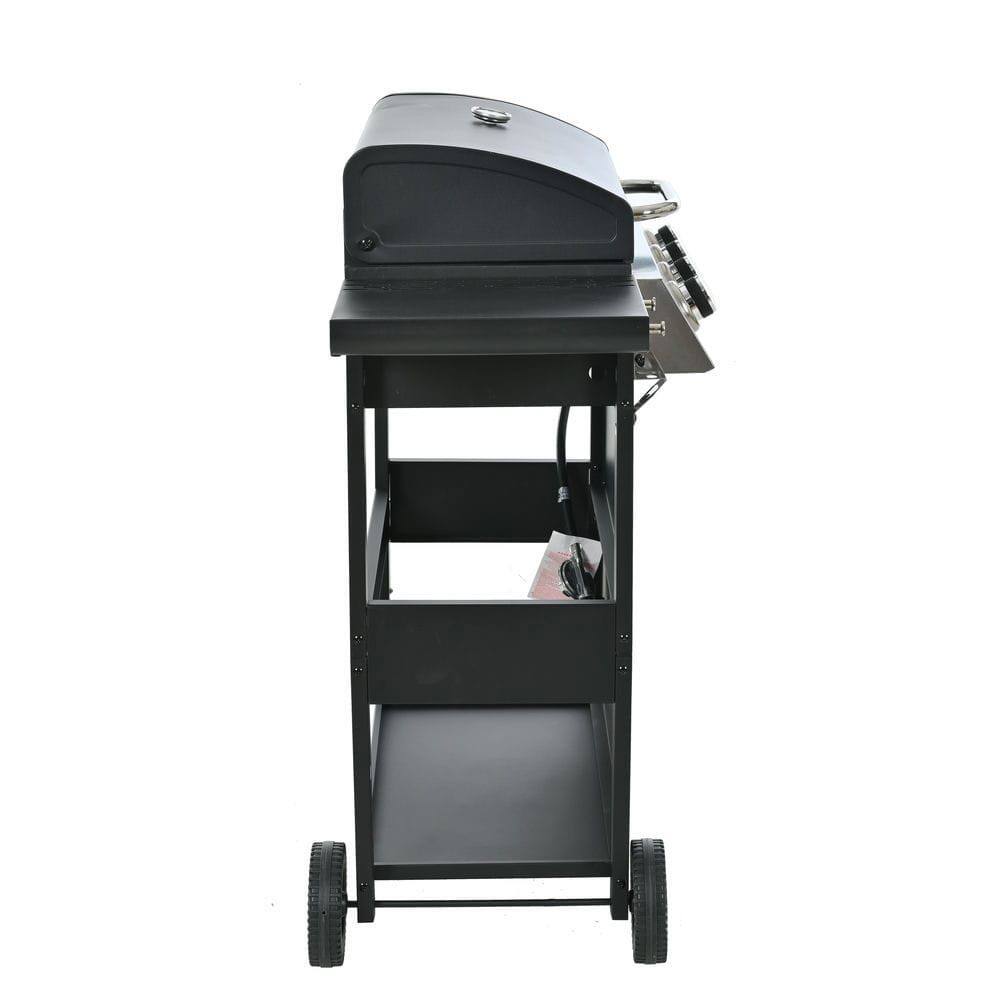 Alt View 7. Resenkos - Propane Gas Grill 4 Burner Barbecue Grill, Stainless Steel 34,000 BTU Patio Garden Barbecue Grill, Black.