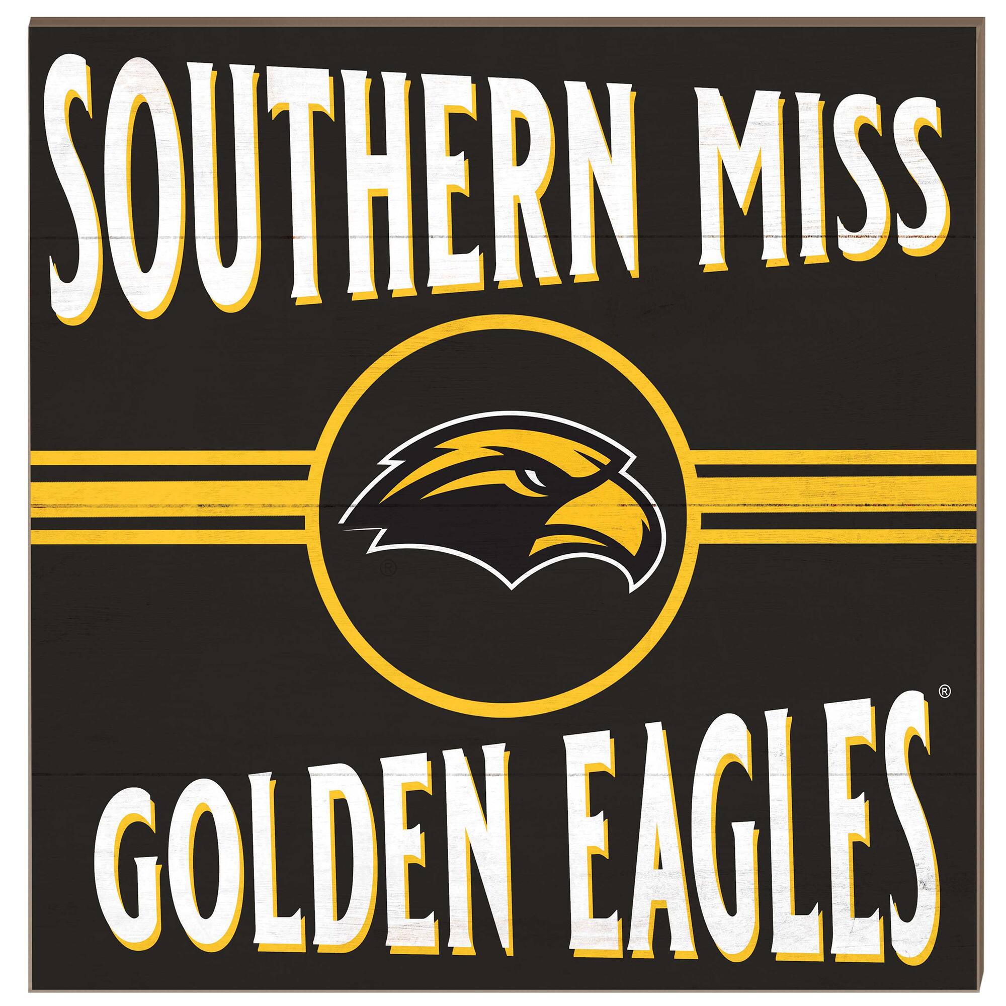 Southern Miss Golden Eagles 10'' x 10'' Retro Team Sign
