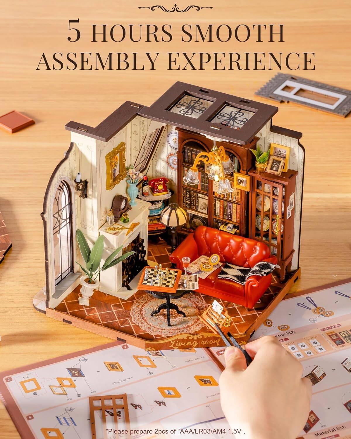 5 HOURS SMOOTH ASSEMBLY EXPERIENCE

Please prepare 2pcs of "AAA/LR03/AM4 1.5V".